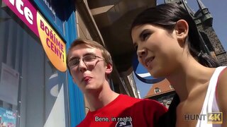 HUNT4K. The cuckold nerd is happy to get paid for pussy of his girlfriend